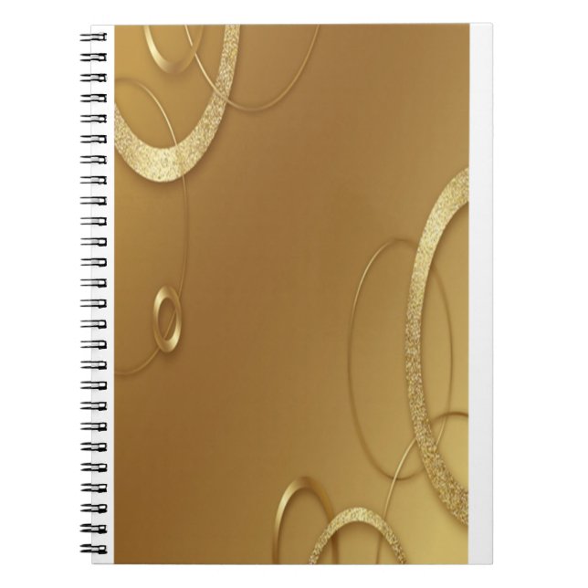 Cuaderno Elegante portátil de diseño en espiral de oro (Frente)