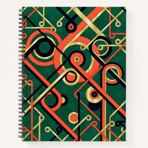 Cuaderno Elegante portátil de espiral geométrica Art Deco
