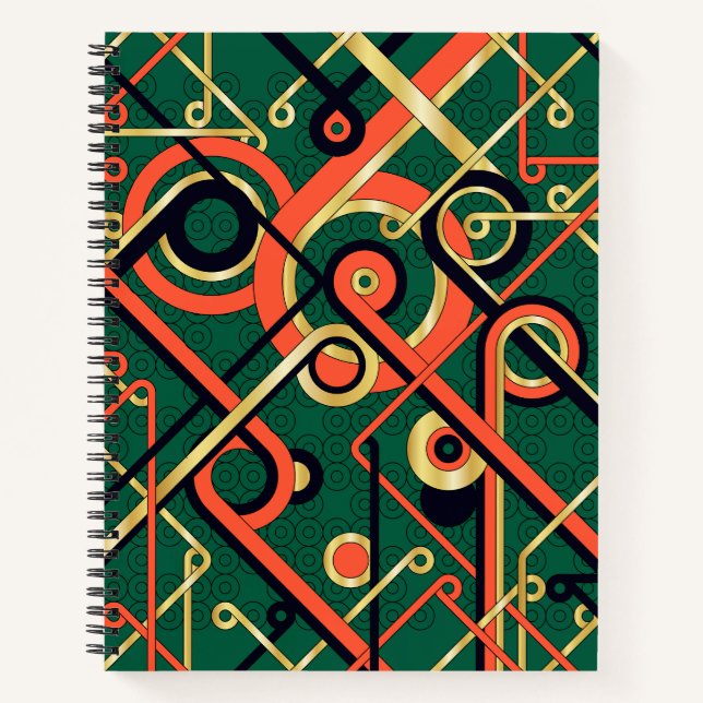 Cuaderno Elegante portátil de espiral geométrica Art Deco (Anverso)