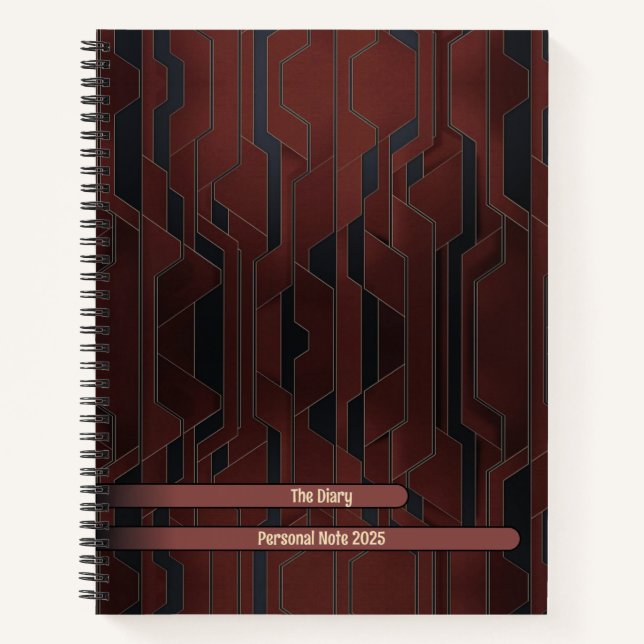 Cuaderno Elegante portátil de espiral geométrica de sombra  (Anverso)