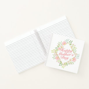 Cuaderno Elegante portátil de marco floral feliz día de la