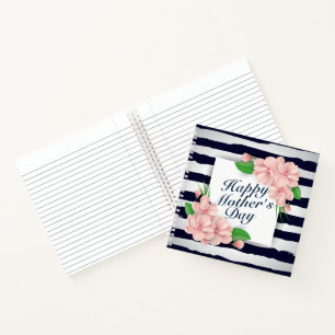 Cuaderno Elegante portátil de marco floral feliz día de la 