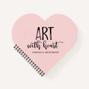 Cuaderno Elegante portátil de monograma de artista rosado