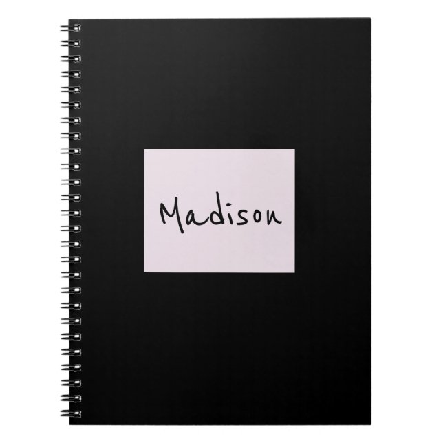 Cuaderno Elegante portátil de nombre personalizado moderno (Frente)