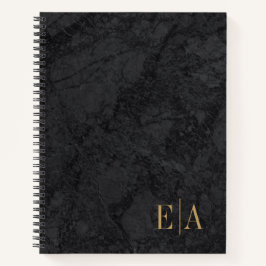 Cuaderno Elegante portátil inicial monograma de oro negro