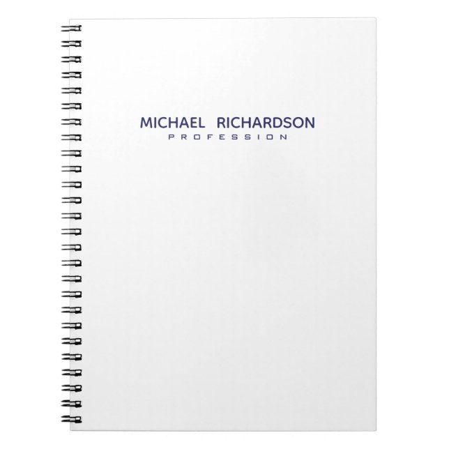 Cuaderno Elegante portátil Masculino Blanco Azul personaliz (Frente)