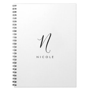 Cuaderno Elegante portátil monograma blanco y negro
