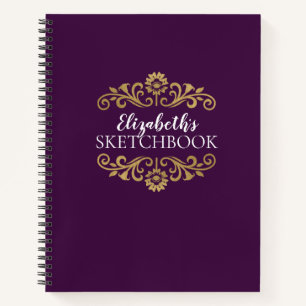 Cuaderno Elegante portátil monograma de esbozo púrpura