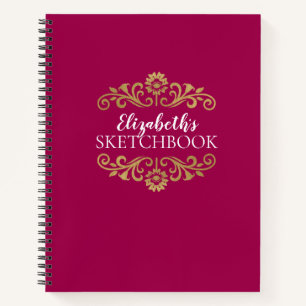 Cuaderno Elegante portátil monograma de esbozo rosado calie