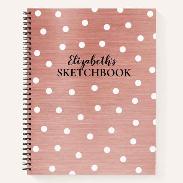 Cuaderno Elegante portátil monograma Rosa Oro Sketchbook (Anverso)