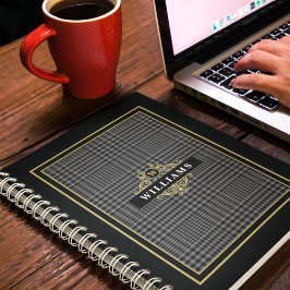 Cuaderno Elegante portátil monogramado de oro negro