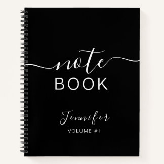 Cuaderno Elegante portátil negro personalizado Su nombre