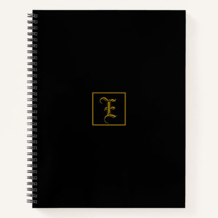 Cuaderno Elegante portátil personalizado con monograma negr