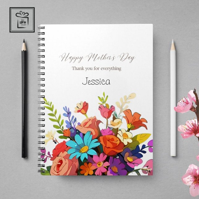 Cuaderno Elegante portátil Personalizado vibrante con espir (Happy Mother's Day Notebook)