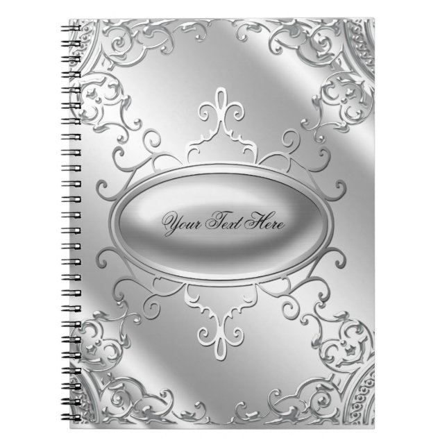Cuaderno Elegante portátil plateado (Frente)