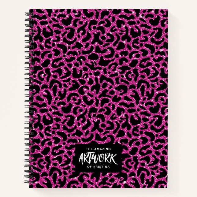 Cuaderno Elegante portátil Purpurina de esbozo de color ros (Anverso)
