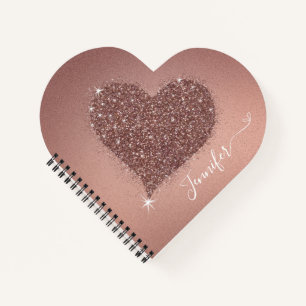 Cuaderno Elegante portátil Rosa de Purpurina de corazón dor