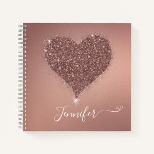 Cuaderno Elegante portátil Rosa Purpurina dorado para el co