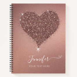 Cuaderno Elegante portátil Rosa Purpurinoso del corazón dor