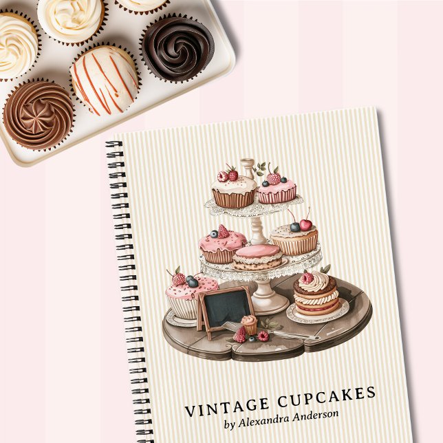 Cuaderno Elegante postre de pastelito vintage (legant Vintage Cupcake Notebook)