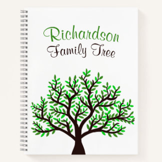 Cuaderno Elegante primavera verde Leafy árbol genealógico f