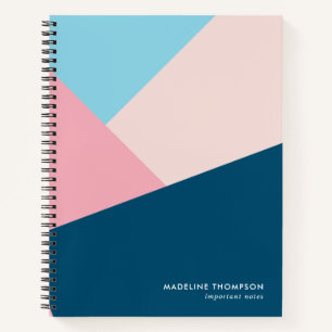 Cuaderno Elegante Profesional Geométrico Azul de la Marina 