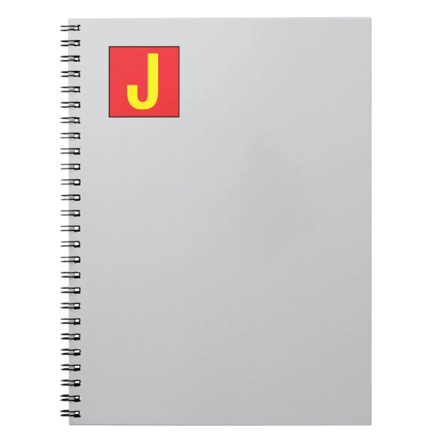 Cuaderno Elegante Profesional Moderno Monograma Rojo Amaril (Frente)