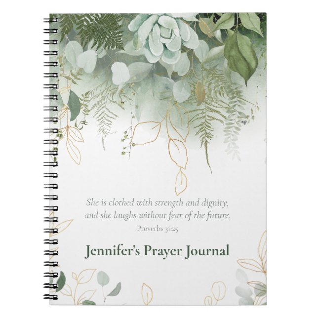 Cuaderno Elegante Proverbios 31:25 Diario de Oración Person (Frente)
