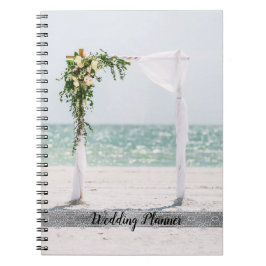 Cuaderno Elegante Puerto Floral de Boda de Playa, Lace