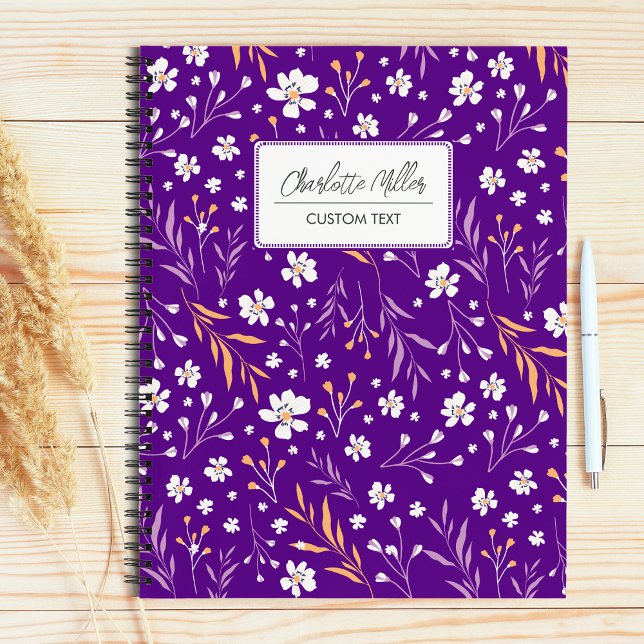 Cuaderno Elegante Purple Wild Flowers Nombre Personalizado (Subido por el creador)