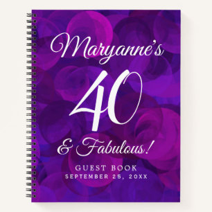 Cuaderno Elegante púrpura 40 y fabulosa fiesta de cumpleaño