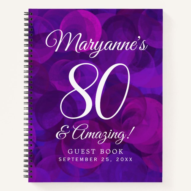 Cuaderno Elegante púrpura 80 y asombrosa fiesta de cumpleañ (Anverso)