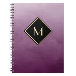 Cuaderno Elegante Púrpura Cepillado Con Monograma De Oro Si