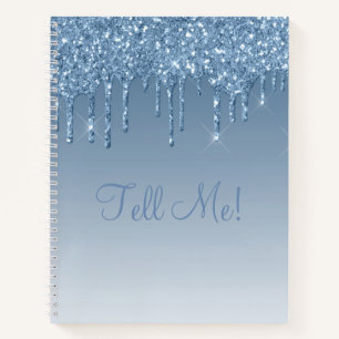 Cuaderno Elegante Purpurina azul helado Glam Obmbré de escr