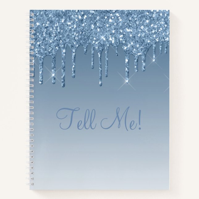 Cuaderno Elegante Purpurina azul helado Glam Obmbré de escr (Anverso)