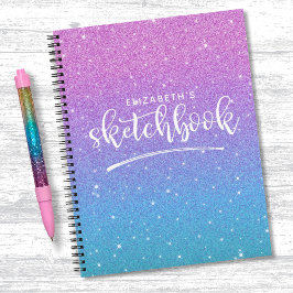 Cuaderno Elegante Purpurina azul púrpura Ombre Sketchbook