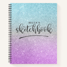 Cuaderno Elegante Purpurina azul púrpura Ombre Sketchbook