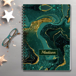 Cuaderno Elegante purpurina de imitación de oro de turquesa