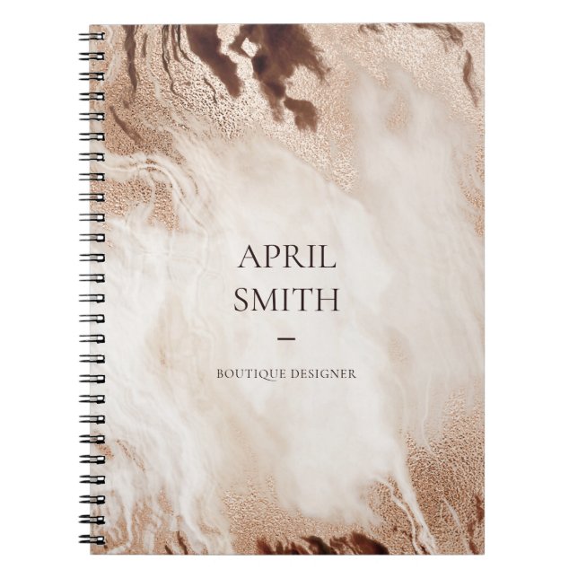 Cuaderno Elegante Purpurina de oro Agate Textura de mármol  (Frente)