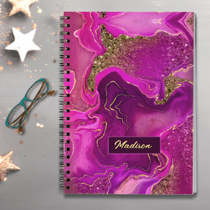 Cuaderno Elegante purpurina de oro de imitación marbling ro