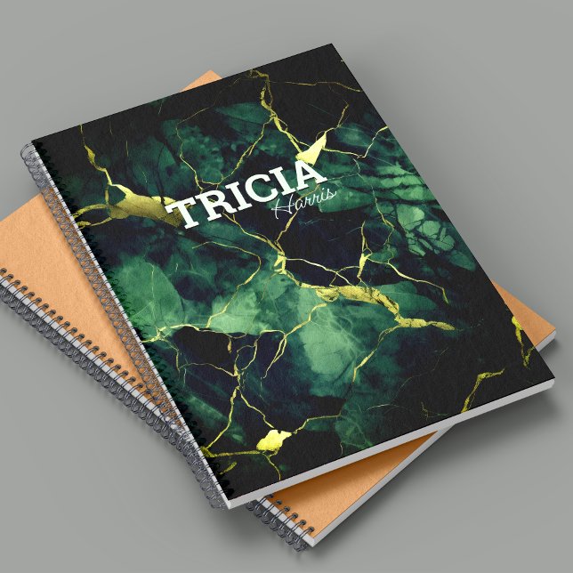 Cuaderno Elegante purpurina de oro de mármol verde turquesa (Subido por el creador)