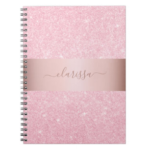 Cuaderno Elegante purpurina de oro geométrico rosa moderno