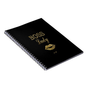 Cuaderno Elegante Purpurina de oro JEFE Lady Typografía Mon