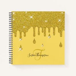Cuaderno Elegante Purpurina de oro personalizado con espárr