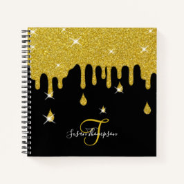 Cuaderno Elegante Purpurina de oro personalizado con espárr