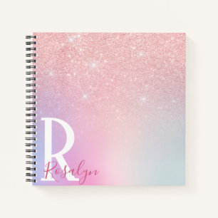 Cuaderno Elegante purpurina de oro rosa rosa rosa rosa oscu