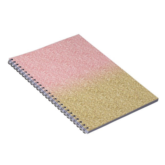 Cuaderno Elegante Purpurina de oro y Rosa de oro Sparkles I (Lado Derecho)