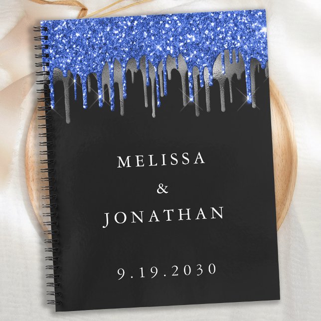 Cuaderno Elegante Purpurina de Plata Azul Dris Boda Invitad (Subido por el creador)