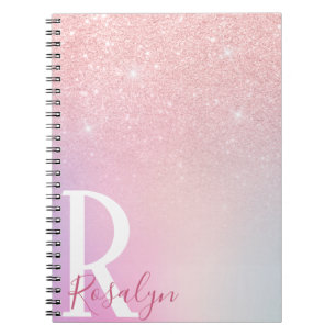 Cuaderno Elegante purpurina dorado rosa rosa rosa oscuro