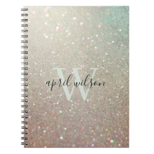 Cuaderno Elegante Purpurina Green Pink Aqua Shiny Shimmer P